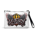 Black U-TURN all-over-print crossbody bag, front view