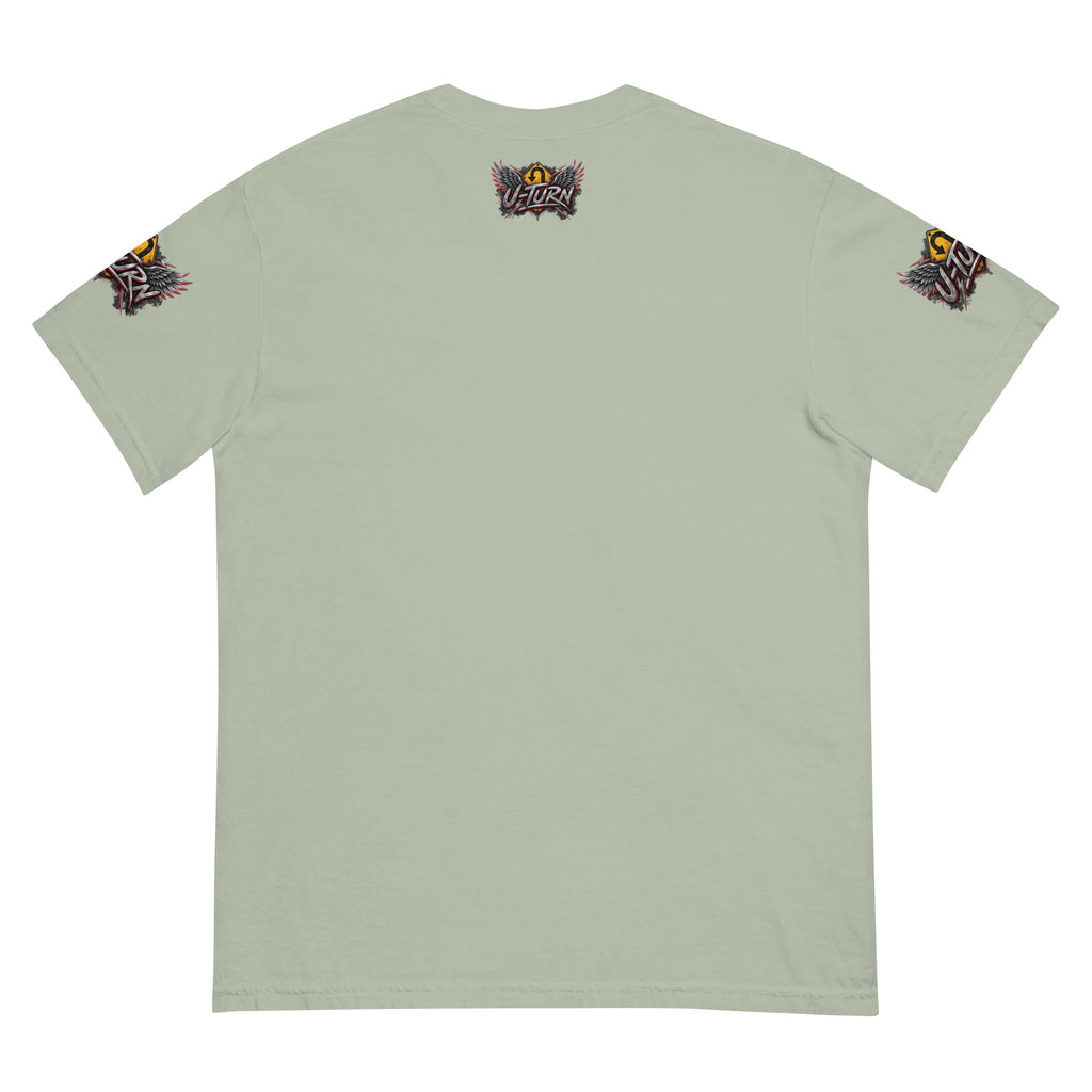 Bay U-TURN band logo garment-dyed heavyweight t-shirt, back view